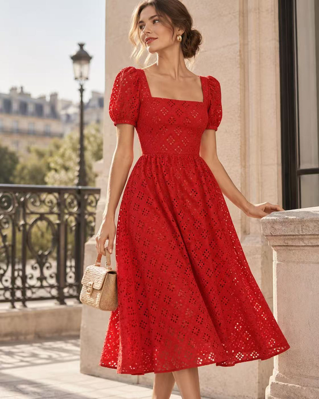 Cotton and elastane openwork knit – M93849