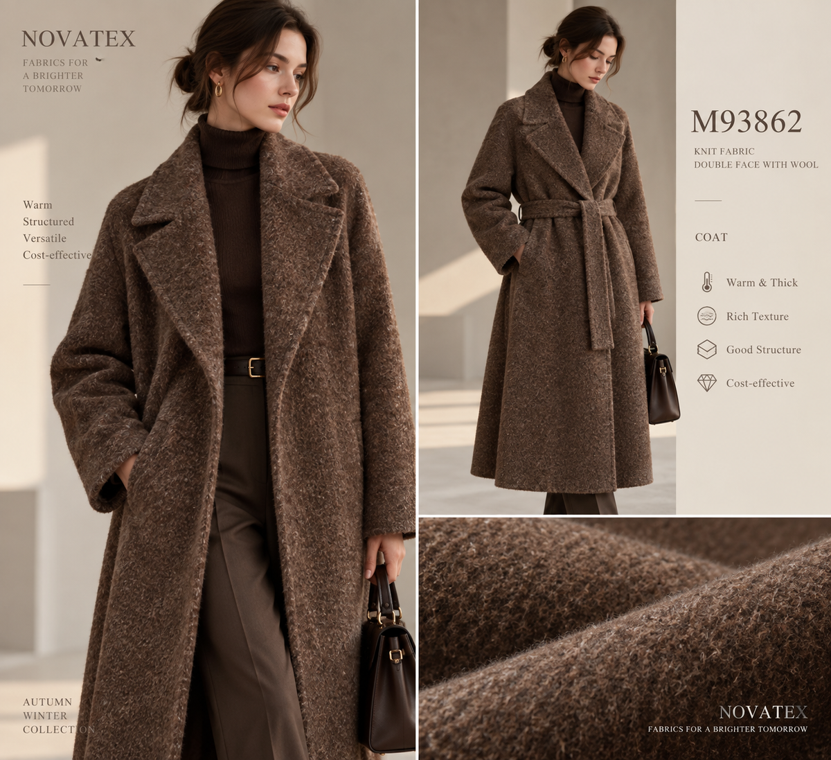 Maille double face grattée avec laine – M93862