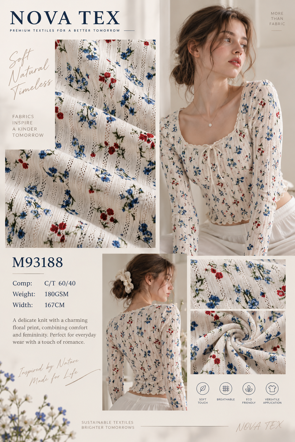 Maille côtelée imprimable en coton et polyester – M93188