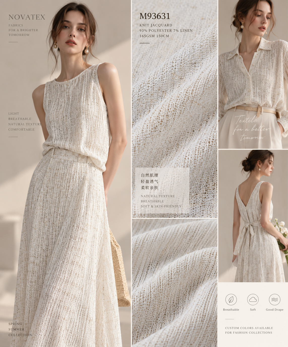 Maille jacquard en polyester et lin – M93631