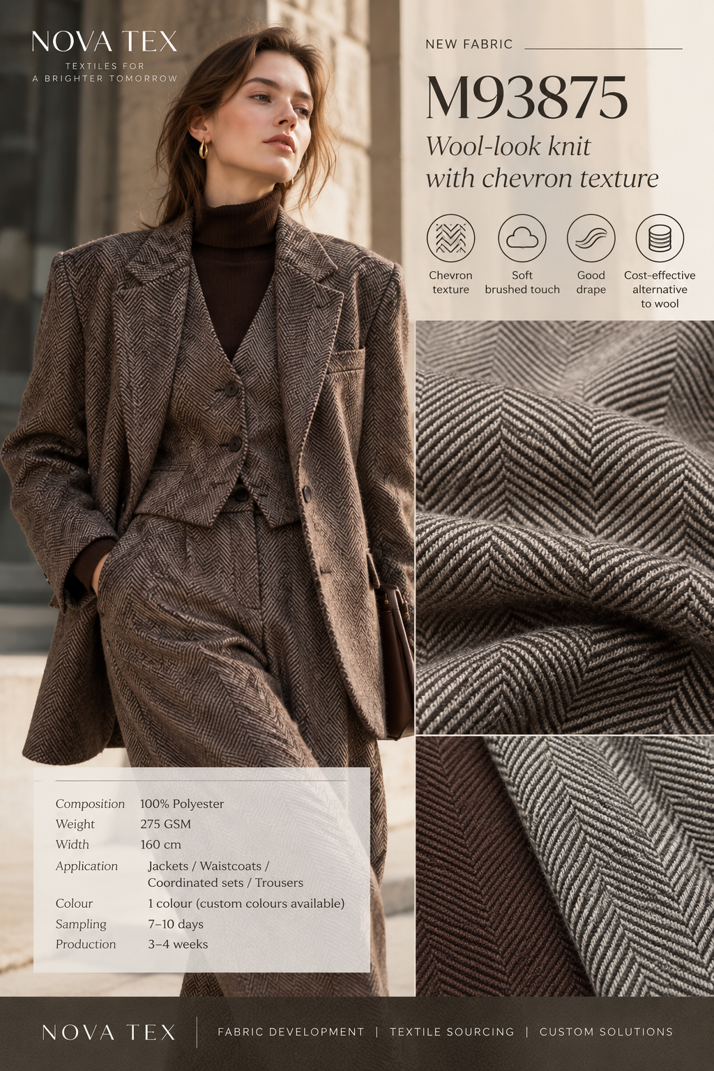 Maille effet laine à motif chevron  - M93875